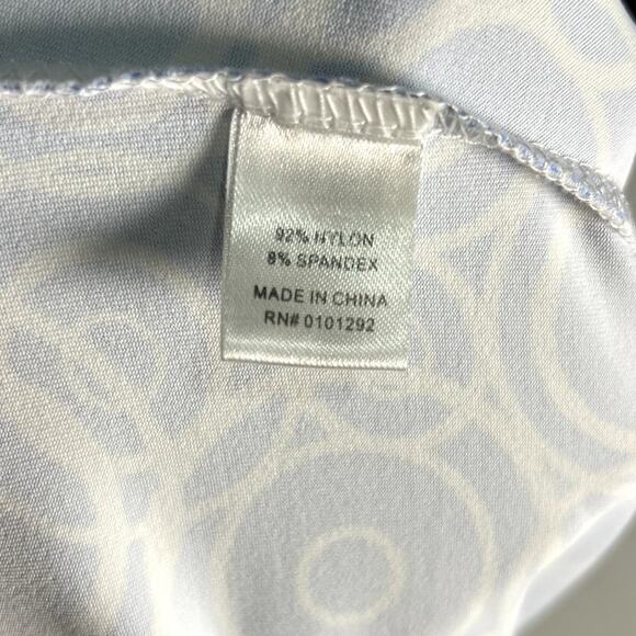 Lulu B Ruffle Geometric Circle Blue White Shift Dress UPF 50 Size Small - Picture 6 of 7